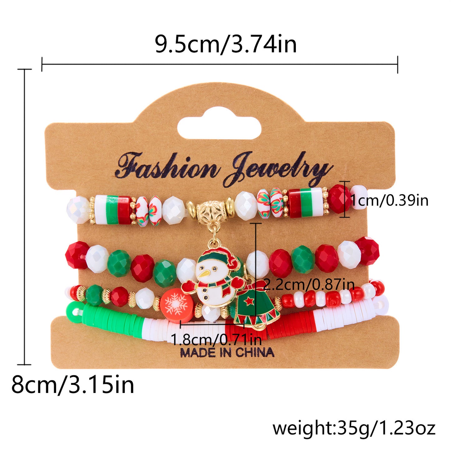 Christmas Snowman Bracelet Handmade Beaded Suit