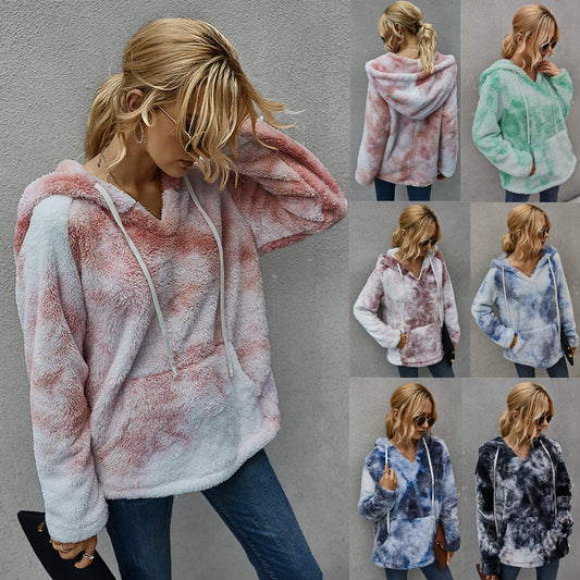 Women's Winter New Products Fashion Tie-Dye Hooded Thick Sweater Women